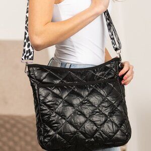 Jenna Quilted Puffer Leopard Crossbody Bag